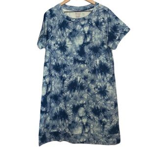 Chico's Zenergy Tie-Dye Short Sleeve Knee Length Midi Dress Pocket 2 Large 14-16